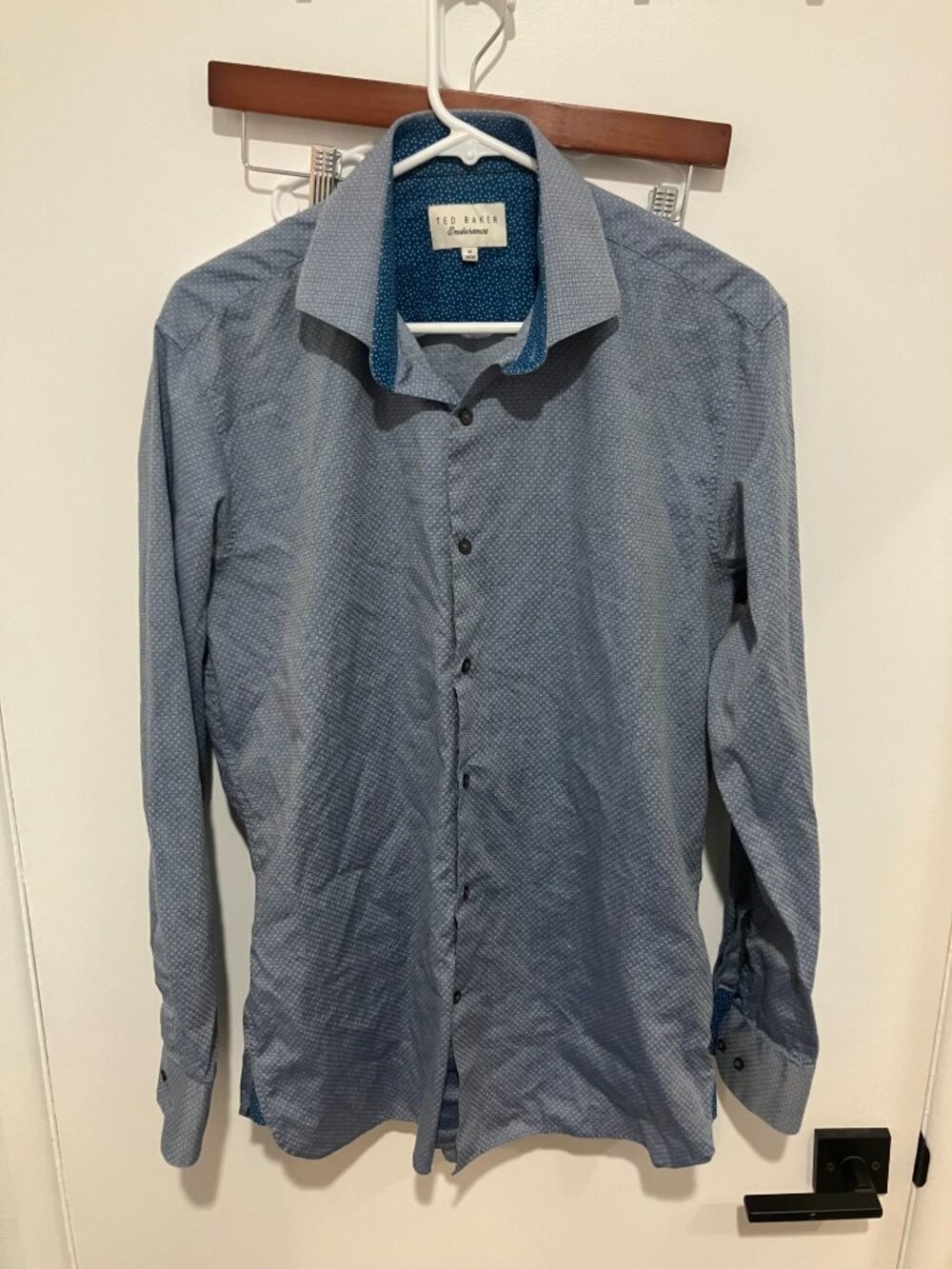 Ted Baker Endurance Men's 100% Cotton Patterned Dress Shirt, Blue, Size 16-34/35
